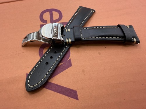 22mm tudor black strap leather - 22mm,