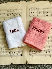 Pair PERSONALISED NOVELTY FACE CLOTH'S - FUNNY GIFT - EMBROIDERED Fanny Face