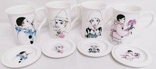 Pierrot & Harlequin 4 Mugs & 4