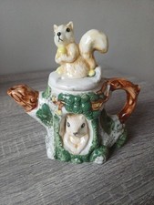 Vintage Decorative Squirrel Family Teapot Tree Spring Country Cottage