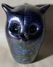 Iridescent Mtarfa Art Glass Owl Paperweight.
