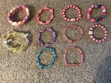 Claire's Accessories Girls Bead Bracelets Elasticated x10