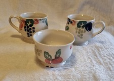 Royal Winton Bordeaux Tradition Spongeware Cups x 2 & Sugar Bowl VGC