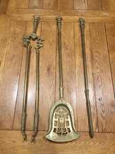 Cast Brass Fireside Companion Set Poker Tongs & Shovel (A)