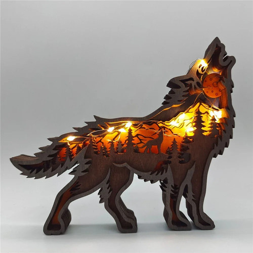Wooden wolf elk bear - elk,