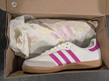 2 Pairs available Adidas Samba White and Pink Trainers Size UK 2.5 Brand New 