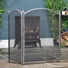 New Hanbury Three Fold Black & Brushed Steel Fire Guard