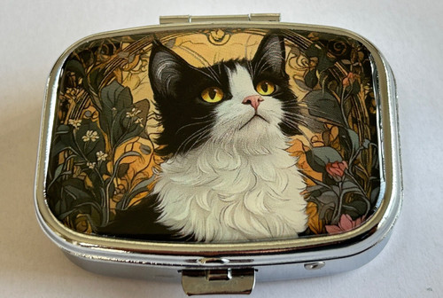 Pill box metal case oblong - pill,