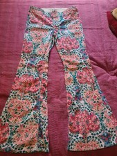 Free People We The Free Corduroy Pull On Floral Flared Trousers 32 Hippy Boho 14