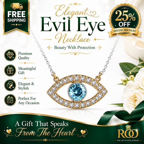 Blue topaz evil eye necklace - blue,