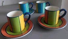 Whittards Of Chelsea 4 Expresso Cups And 3 Matching Saucers - Hand Painted. 