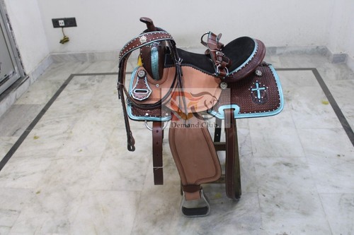 Western leather barrel horse - barrel,