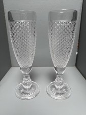 2 x Freixenet Style Hobnail Cut Glass Prosecco Champagne Flutes Glasses Pair 