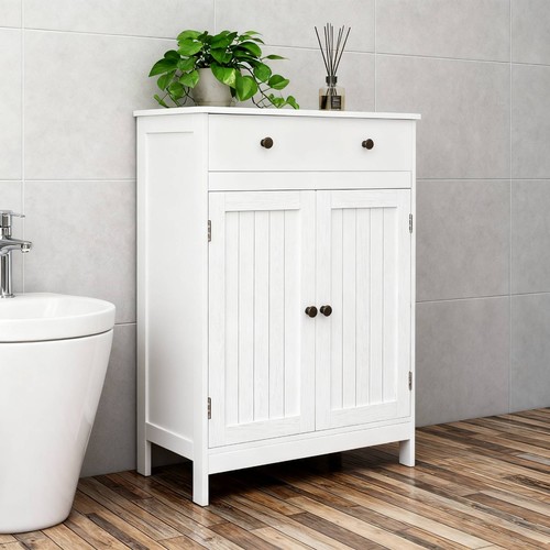 White bathroom floor cabinet - white,