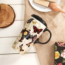 Ceramic Mug Coffee Mug Tall Ceramic Travel Mug with Lid and Gift Box 17oz.Beauti