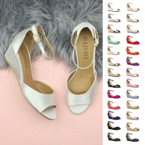 Womens ladies low mid wedge - mid,