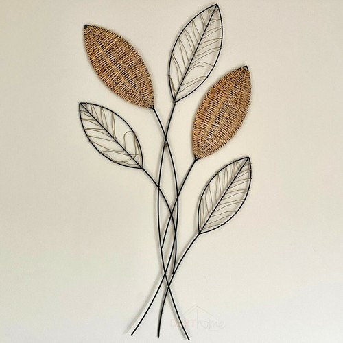 Woven leaf wall art deco - wall, metal