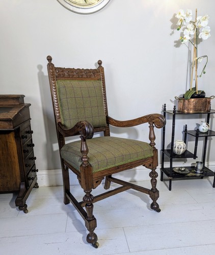 Victorian oak armchair throne - oak,