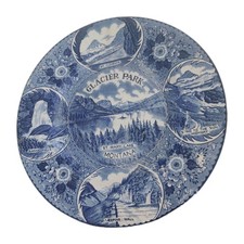 Fine Staffordshire Blue White Plate Glacier Park St Mary Montana Made In England