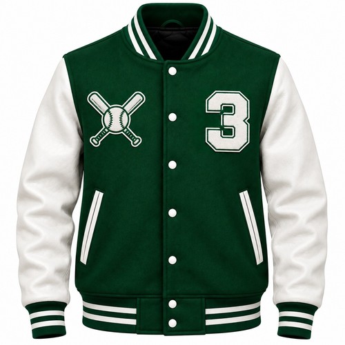 Men green varsity jacket - green,