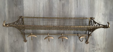 Vintage Brass - Bronze NSWR Train Railway Luggage Rack & Coat Hooks