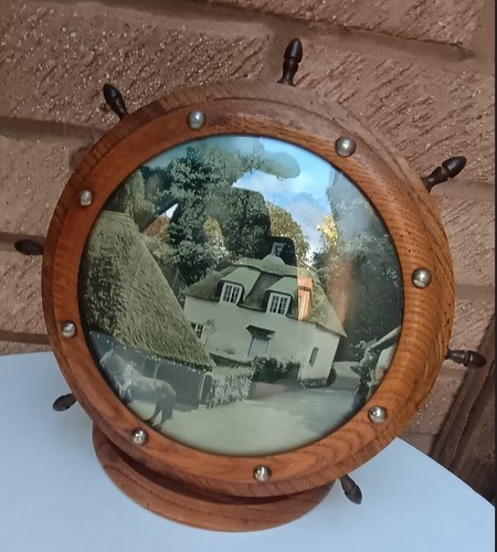 Vintage wooden ship wheel - ship,