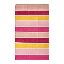 Cotton Chenille Striped Rug Pink Beige Red Yellow Candy, 90 x 150 cm