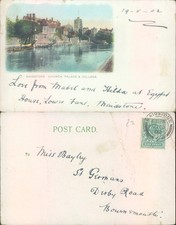 Maidstone Church Palace College 1902 postmark Cities Towns Architecture
