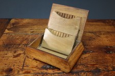 Wooden Cantilever Cigarette Box Dispenser Storage Inlayed Top Vintage Antique