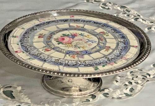 Mosaic cake plate vintage - mosaic,