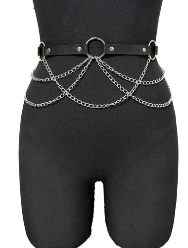 Hoop with chains leather - hoop,