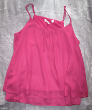 Size 12 Cerise Pink Fuchsia Layered Cami Top Loose Adjustable High Street Brand