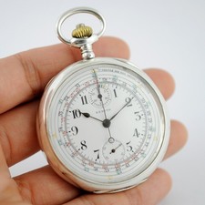 ZENITH RARE MULTICOLOR DIAL CHRONOGRAPH POCKET WATCH 0.900 SILVER WORKING WELL