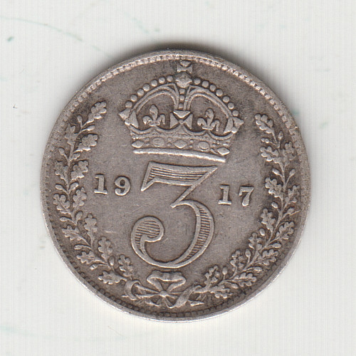 Silver threepence 1917 - silver, 3d