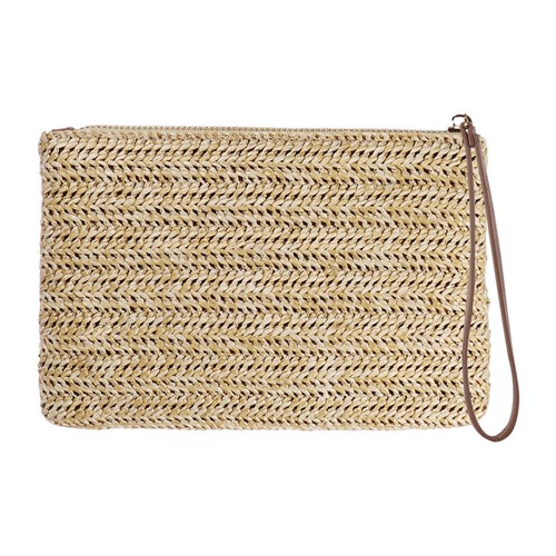 Durable straw clutch purse - straw,