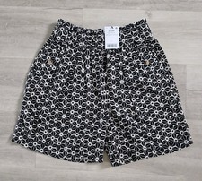 NEXT size 6 black LINEN PAPERBAG SHORTS summer PATTERNED casual POCKETS holiday