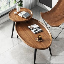 Set of 2 Nesting Tables Stackable Side Table Industrial Living Room Furniture UK