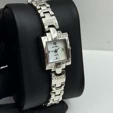 18mm Working Ladies Le Chat Jewelled Silver Tone Japan Quartz Watch 6.5 Inches