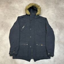 Ellesse Parka Jacket Mens Large Vintage Full Zip Hooded Sports Coat, Black
