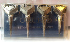 Vintage Cheese Board Markers. Cheese wedges Silver Plated Orchid x 4 Party Retro