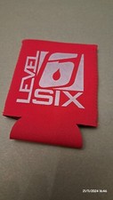 Level Six Bottle Holder/koozie/stubby holder,  red with silver letters