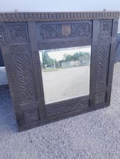 Mirror set in large wooden gothic vintage rustic panel frame reclaimed wood