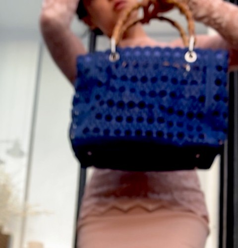 Ditsy cobalt blue bamboo - blue,