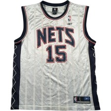 Reebok New Jersey Nets NBA Jersey Men's Large Vince Carter #15 White Vintage