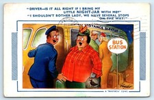 POSTCARD HUMOUR COMIC - BUS - NIGHT-JAR - BAMFORTH 1204 - 1955 MR COOK SPONDON