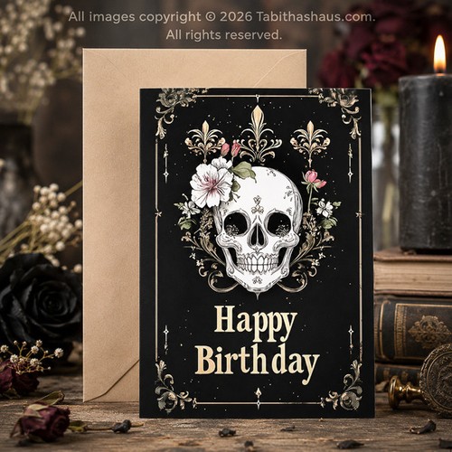 Gothic skull birthday card - birthday,