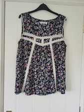 BHS Authentic Black Mix Butterfly Tunic Top. Size 16. Lace Detail. Boho Holiday 