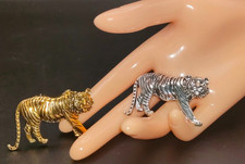 Gold Silver Tiger Brooch Pin