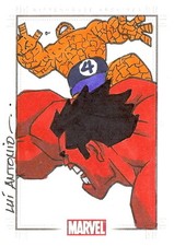 Marvel Heroes & Villains Sketch Card drawn by Lui Antonio - Fantastic 4 - Hulk