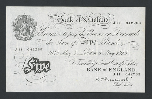 Bank england note 1945 - england, £5